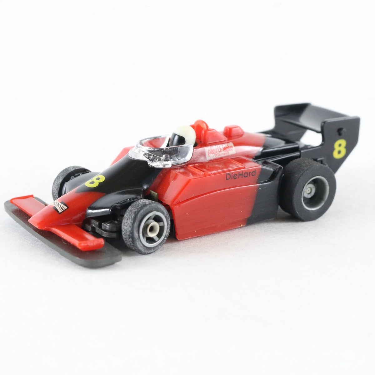 Tyco TCR F1 Champion #8 Diehard Black & Red Slotless HO Slot Car