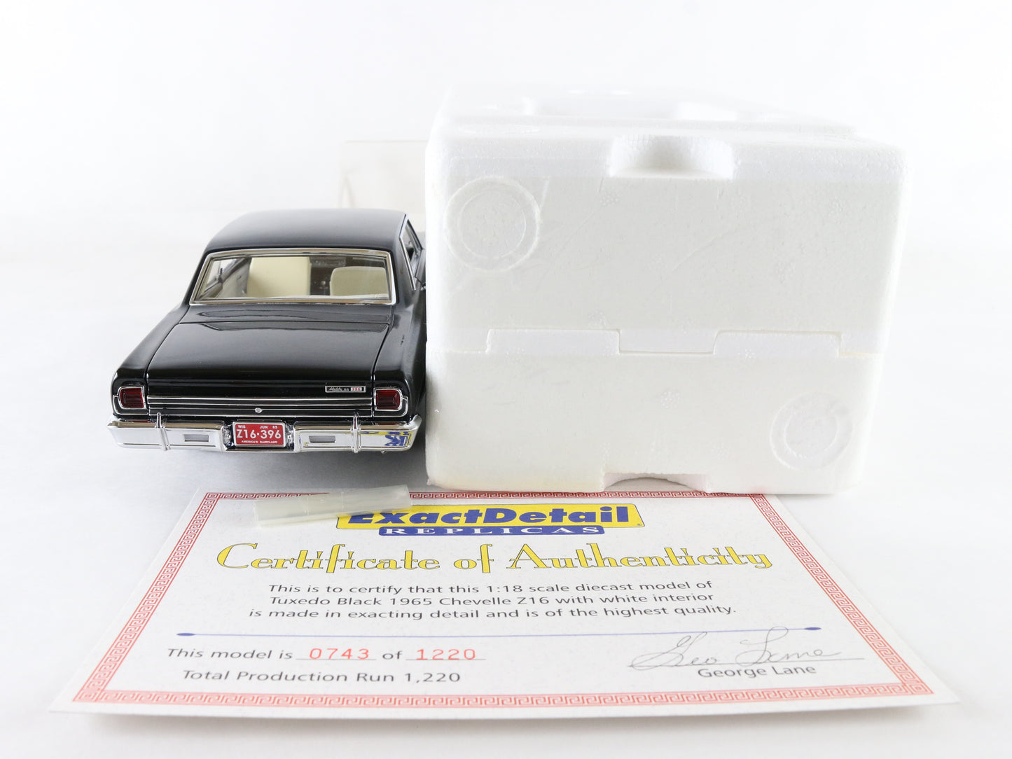 1965 Chevy Chevelle Z16 Black Exact Detail 1:18 Diecast 743/1220 WCC505a LN +Box