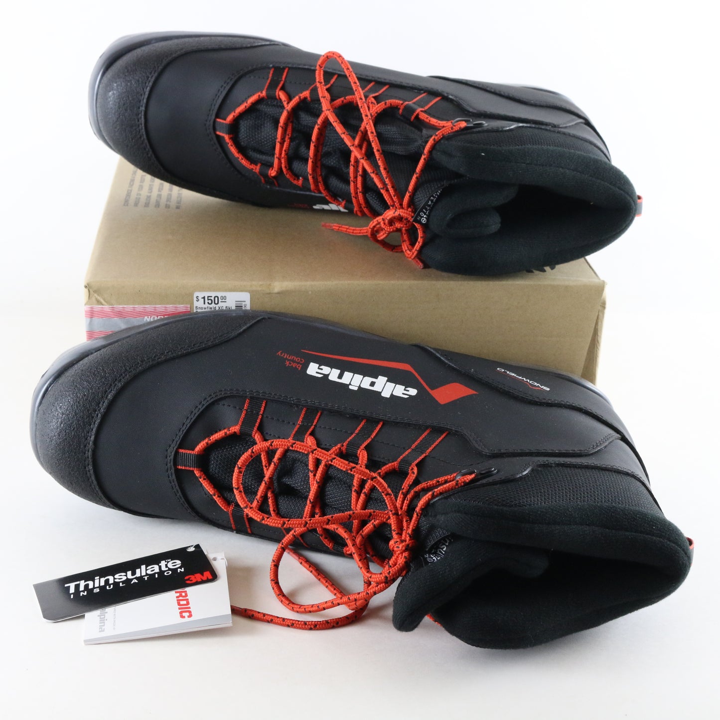 Alpina Snowfield Black & Orange Mens Cross Country Ski Boots Size 13.5 USA