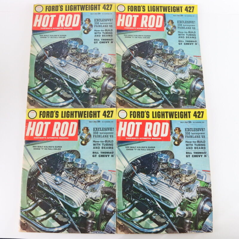 Lot Of 7 Hot Rod Fords 427 Fairlane V8 July 1963 Vintage Car Magazines