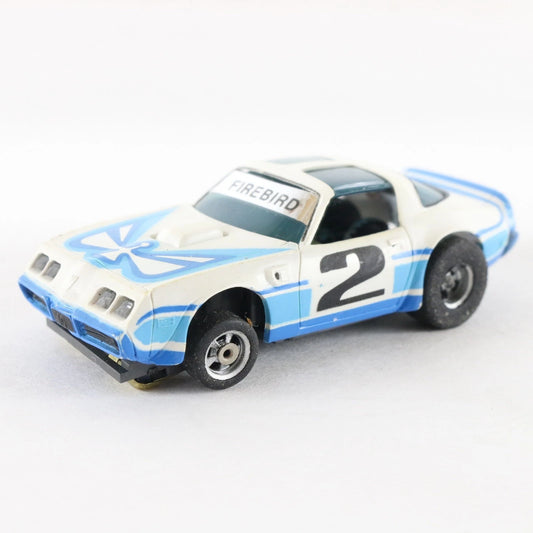 VINTAGE Aurora AFX Pontiac Firebird #2 Blue Screecher Slotless HO Slot Car