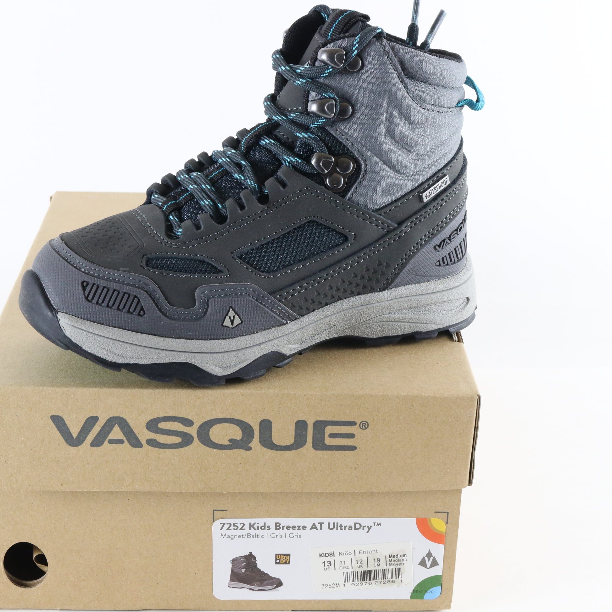 Vasque Breeze At Ultradry Magnet Baltic Waterproof Kids Hiking Boots Size 13 USA