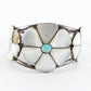 Vintage Zuni Native American Turquoise Mother Or Pearl Flower Silver Bracelet