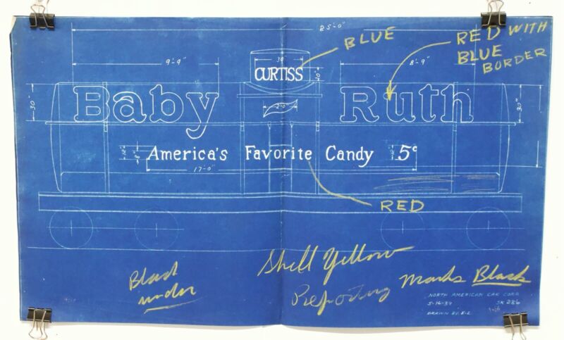 CURTISS Baby Ruth North American Tank Car Train Blueprint 286 5-16-39 17"