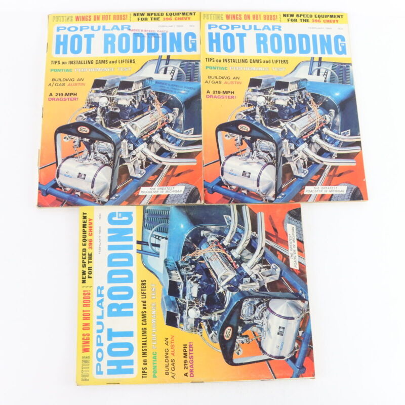 Lot Of 4 Popular Hot Rodding January & February 1966 Vintage Car Magazines