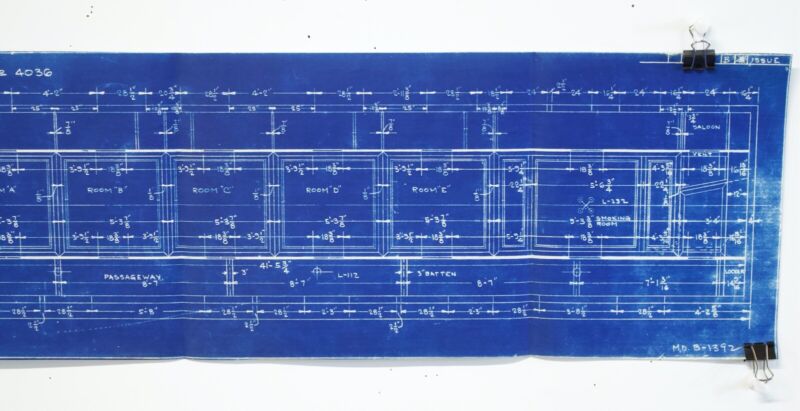 Passenger Pullman Car Ceiling Plan 4036 Train Blueprint 41"