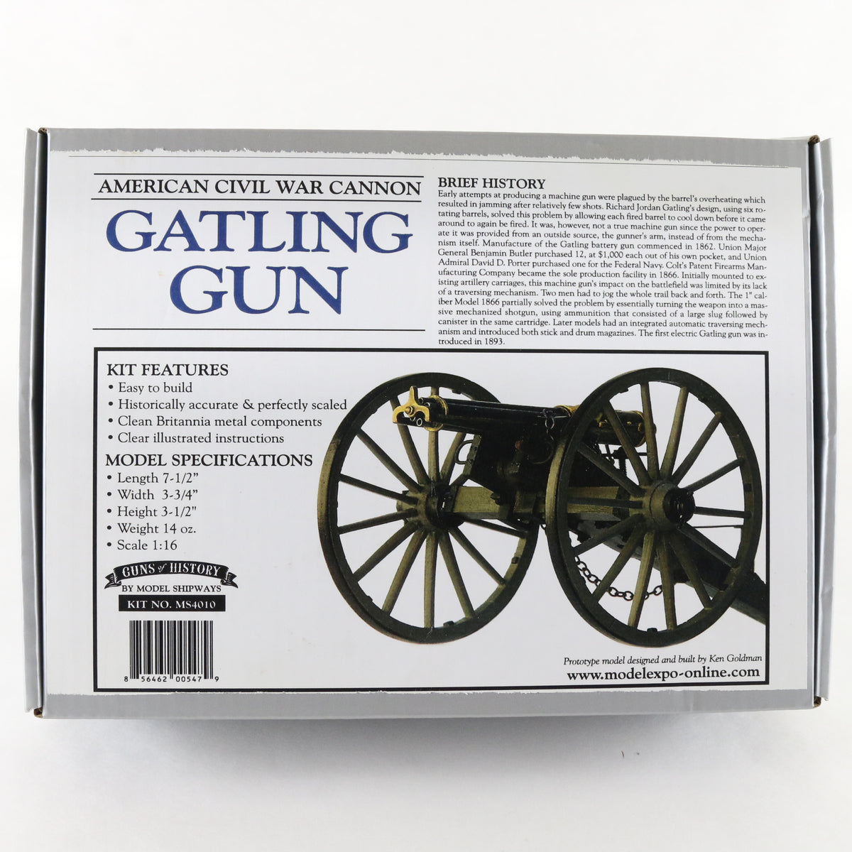 Gatling Gun American Civil War Cannon Model Shipways 1:16 MS4010 Brass Metal