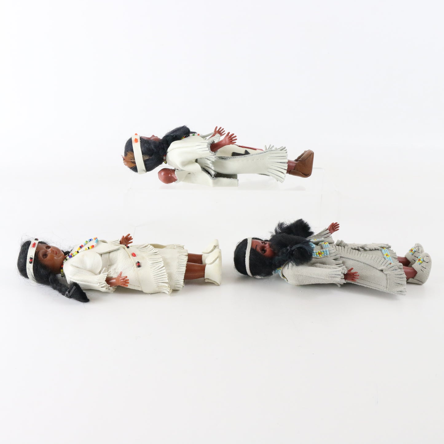 Lot Of 3 Pocahontas Mandan Princess Carlson Native American Dolls 7.25"