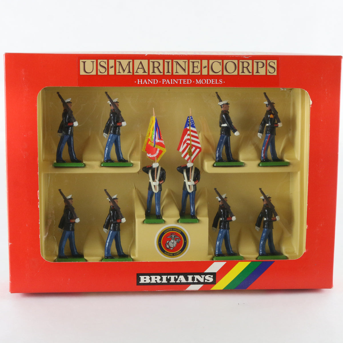 USMC National & Marine Corps Flag Standard Set Of 10 Britains 1:32 7303 Metal