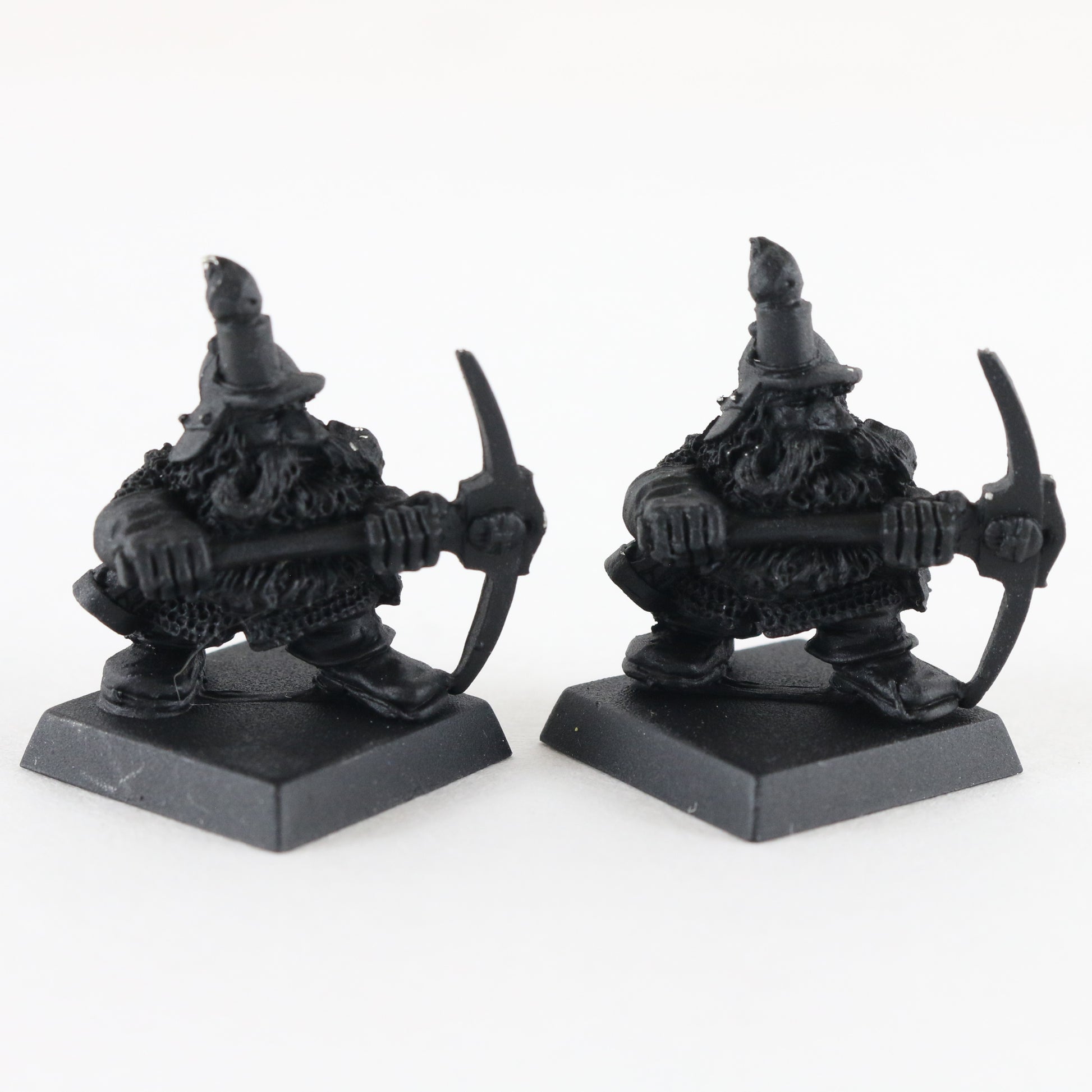 Lot Of 2 Dwarf Miners Citadel Warhammer 8044/4 Black Painted Figures