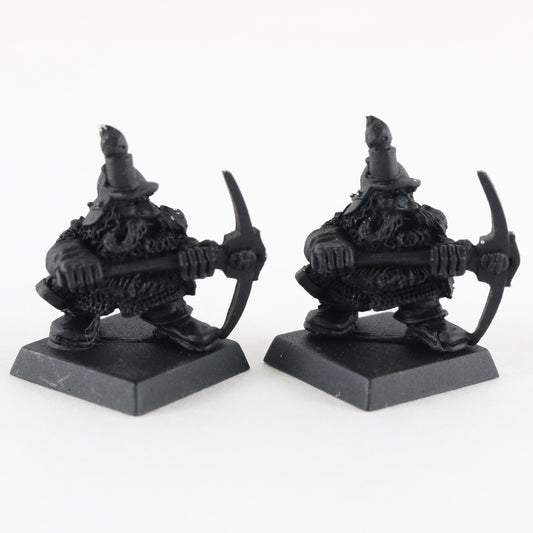 Lot Of 2 Dwarf Miners Citadel Warhammer 8044/4 Black Painted Figures