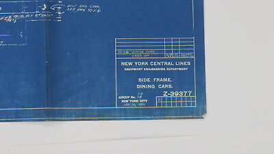 New York Central NYC Side Frame Dining Car Blueprint Z-39377 Jan 30 1929 69"