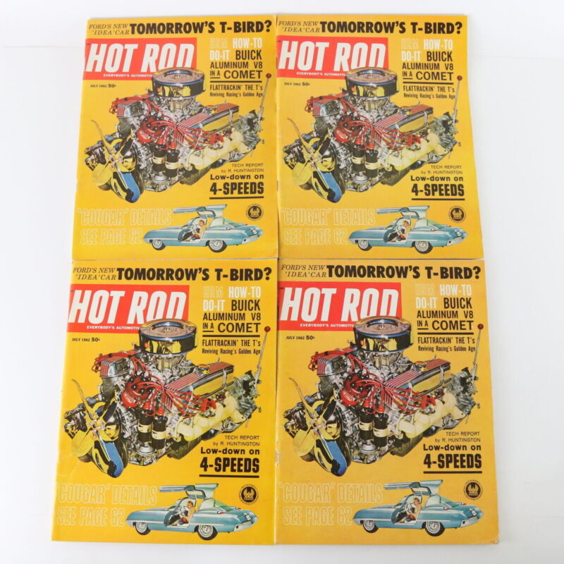 Lot Of 4 Hot Rod Cougar Details Tomorrows T-bird July 1962 Vintage Car Magazines