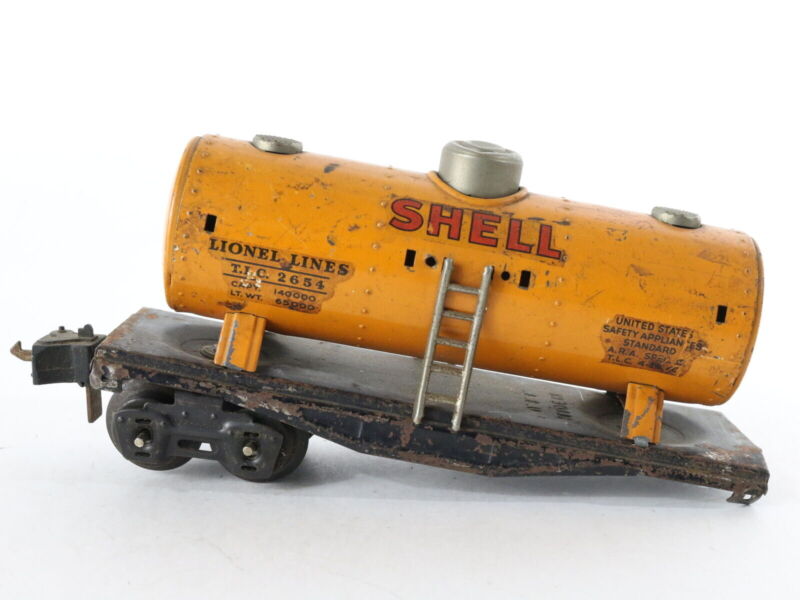 Prewar Shell TLC Orange Tank Car Lionel O 2654