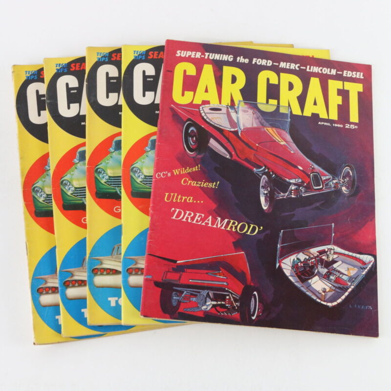 Lot Of 5 Car Craft Dreamrod Tech Tips March & April 1960 Vintage Car Magazines