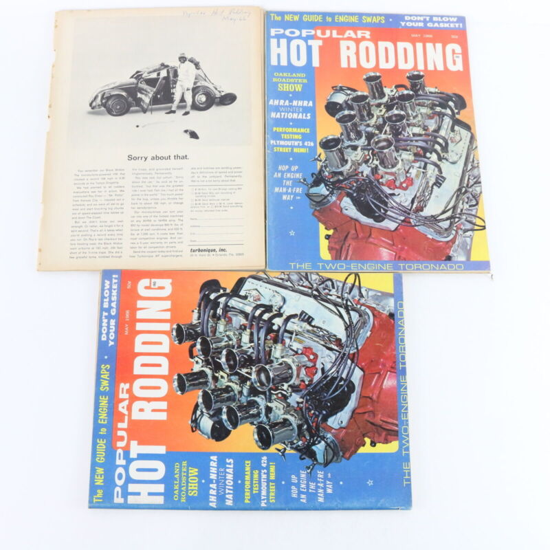 Lot Of 6 Popular Hot Rodding May & June 1966 Vintage Car Magazines