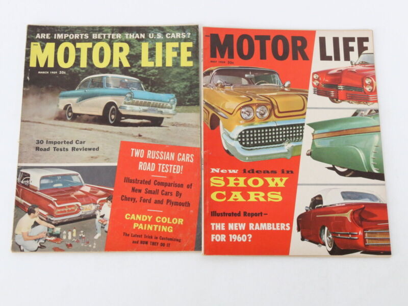 Lot Of 5 Motor Life Magazines Vintage Car Mar May Jun 1959 35c