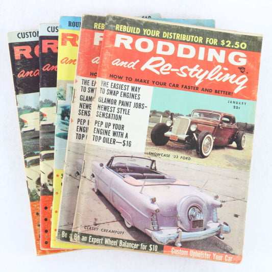 Lot Of 5 Rodding & Restyling Jan Feb Mar 1957 Vintage Car Magazines