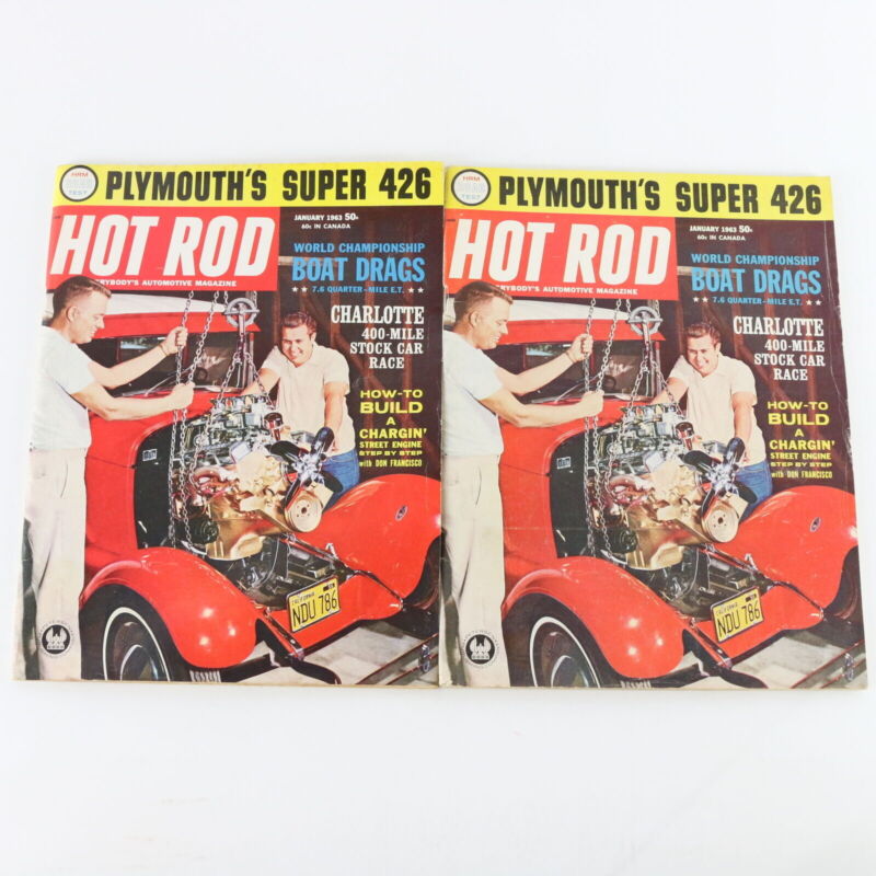 Lot Of 5 Hot Rod Plymouth Super 426 Boat Drags Jan 1963 Vintage Car Magazines