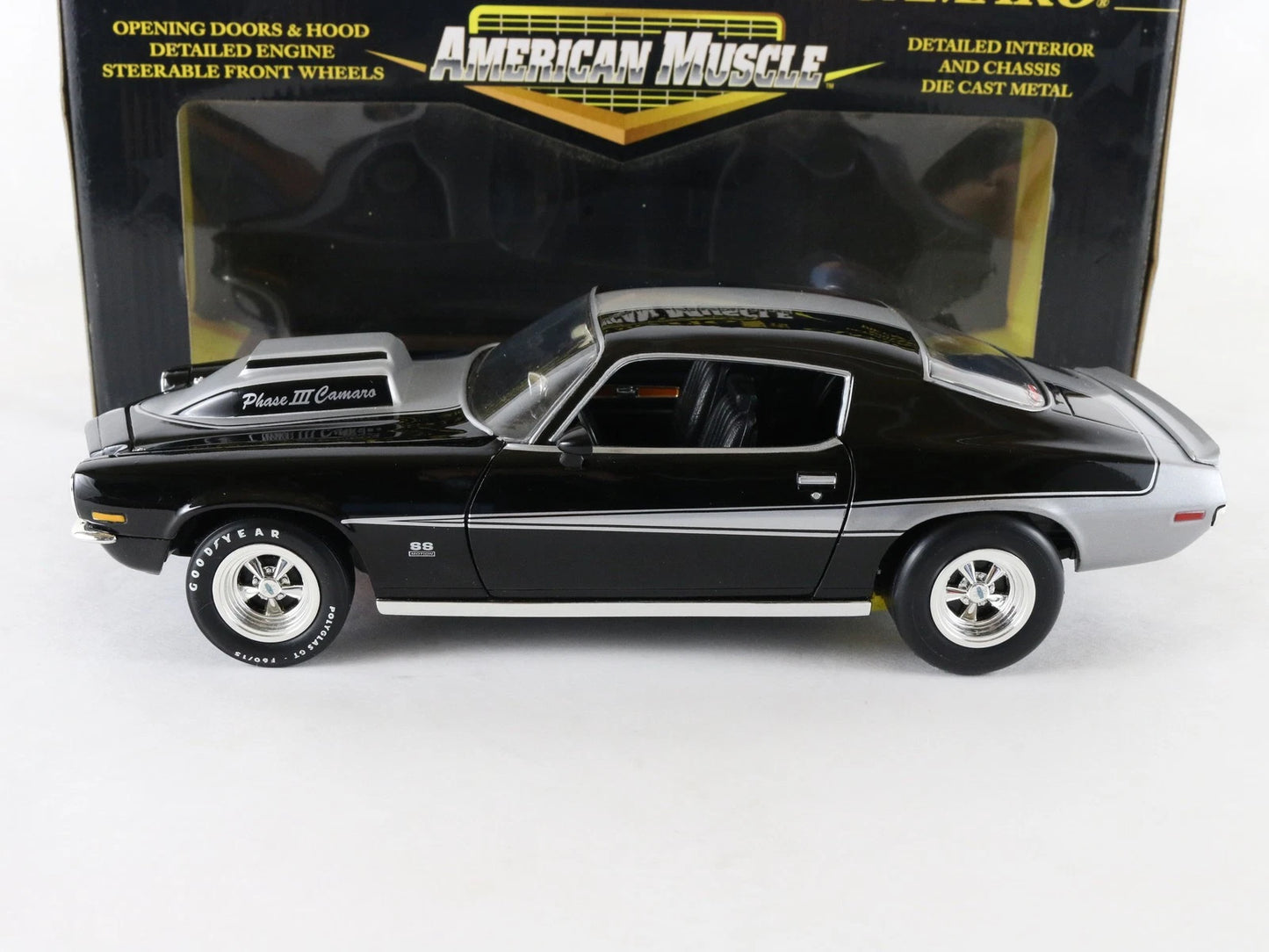 1970 Chevy Camaro Phase III Black ERTL American Muscle 1:18 Diecast Model 32810