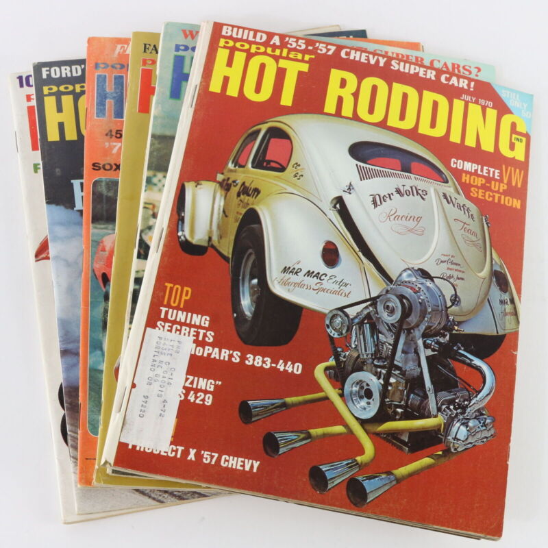 Lot Of 6 Popular Hot Rodding Jan Feb Apr May June July 1970 Car Magazines