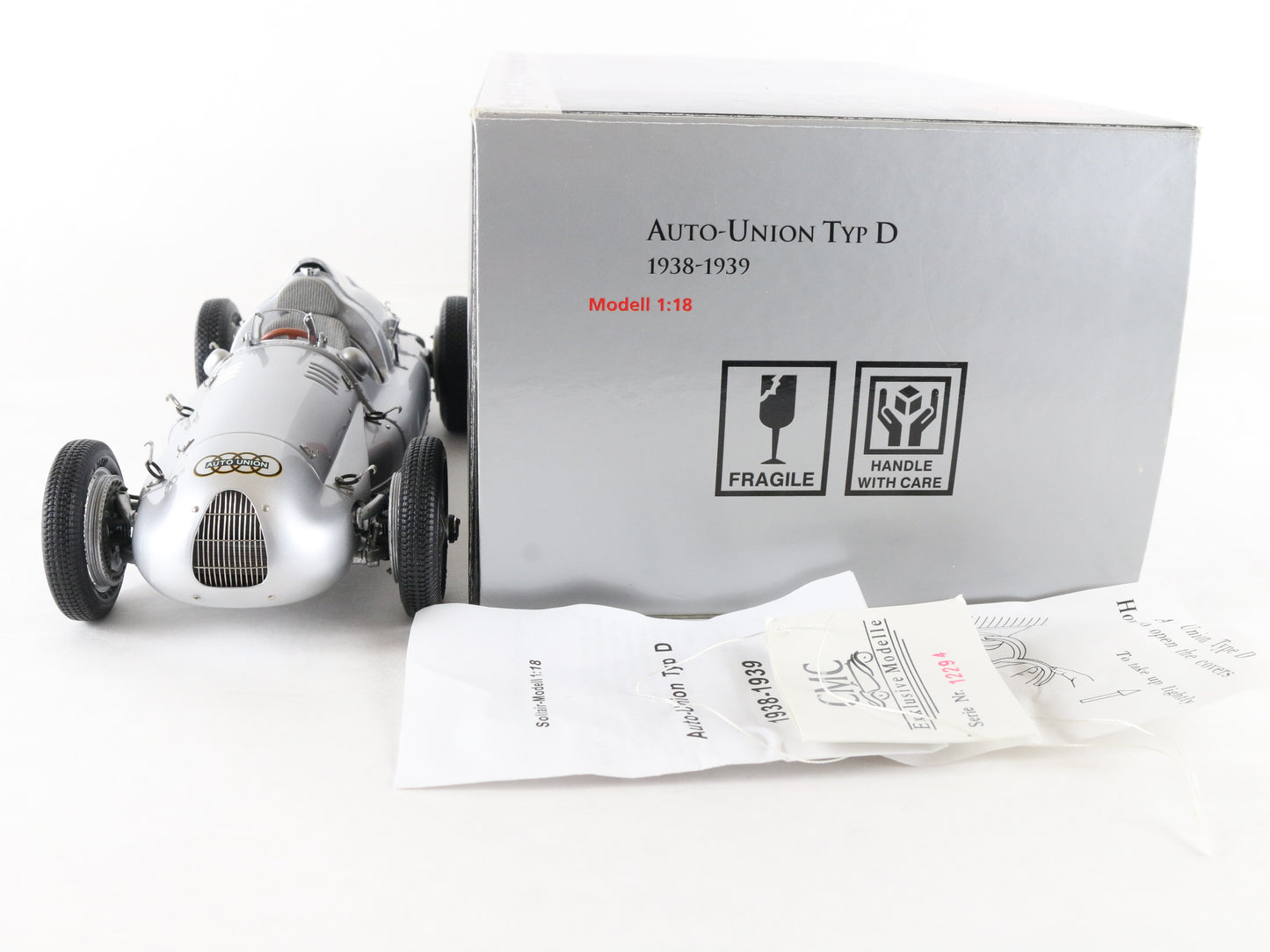 1938-39 Auto Union Type D Silver CMC 1:18 M-027 Metal Model Car