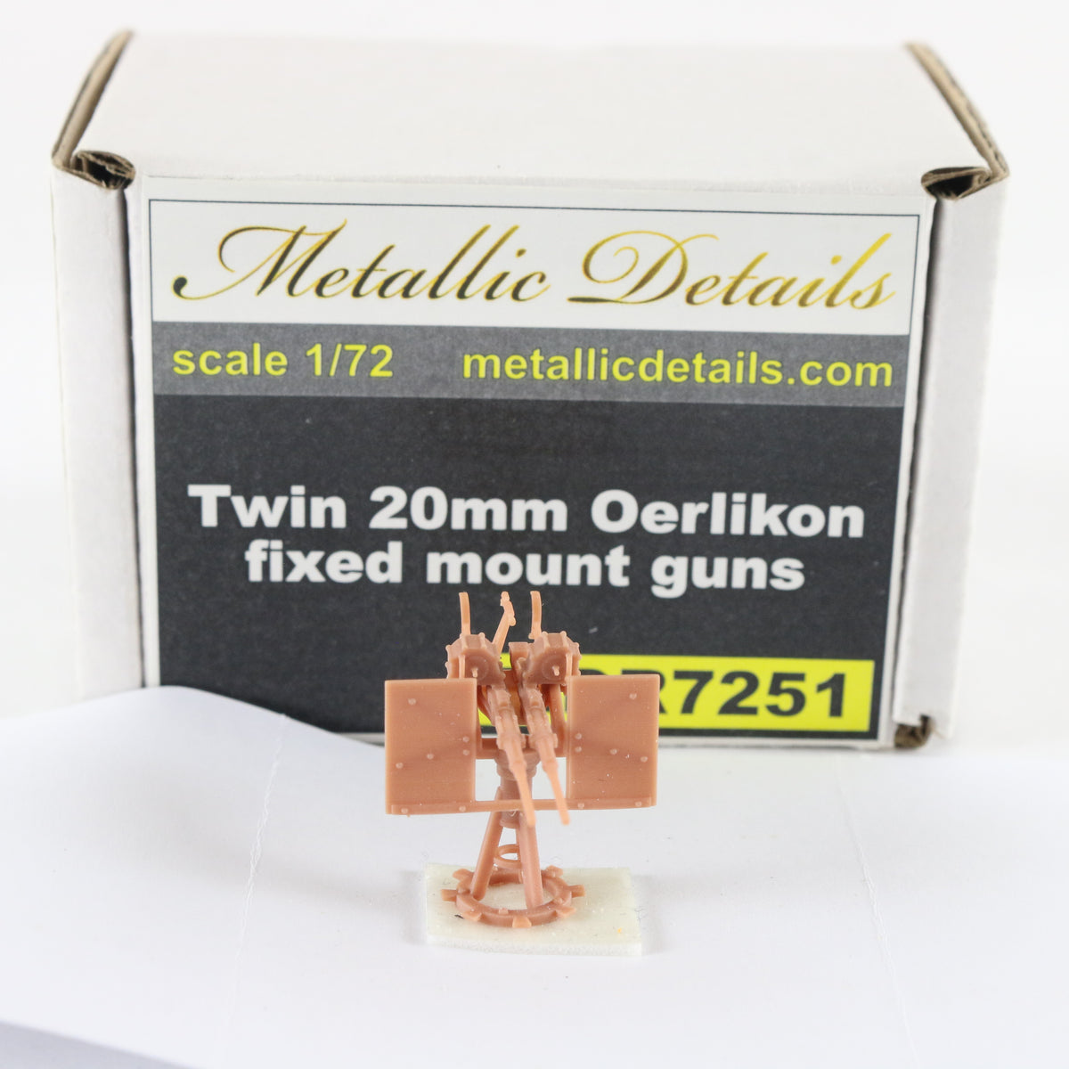 Twin 20mm Oerlikon Fixed Mount Guns Metallic Details 1:72 3D Printed MDR7251