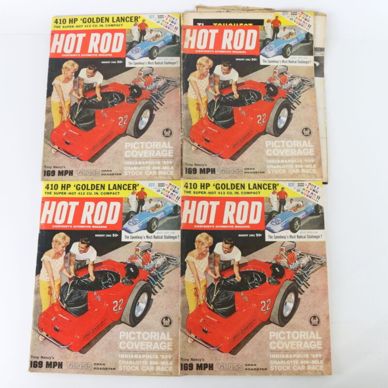 Lot Of 8 Hot Rod 410 Hp Golden Lancer Pictorial Aug 1962 Vintage Car Magazines