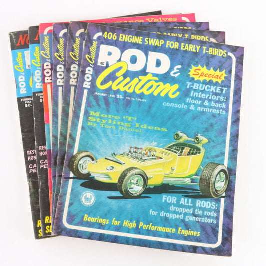 Lot Of 6 Rod & Custom January & February More Color 1965 Vintage Car Magazines