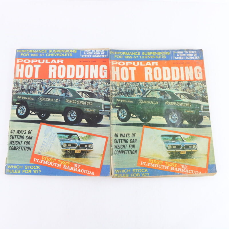 Lot Of 3 Popular Hot Rodding Barracuda December 1966 Vintage Car Magazines