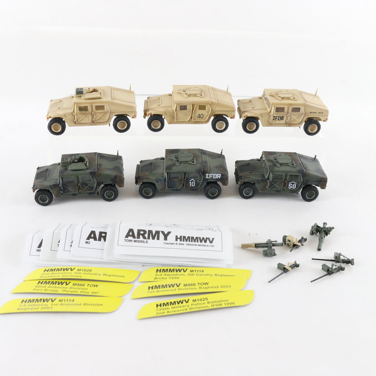 Lot Of 6 M1114 M1025 M1026 M966 HMMWV Military Trucks Dragon 1:72 Models