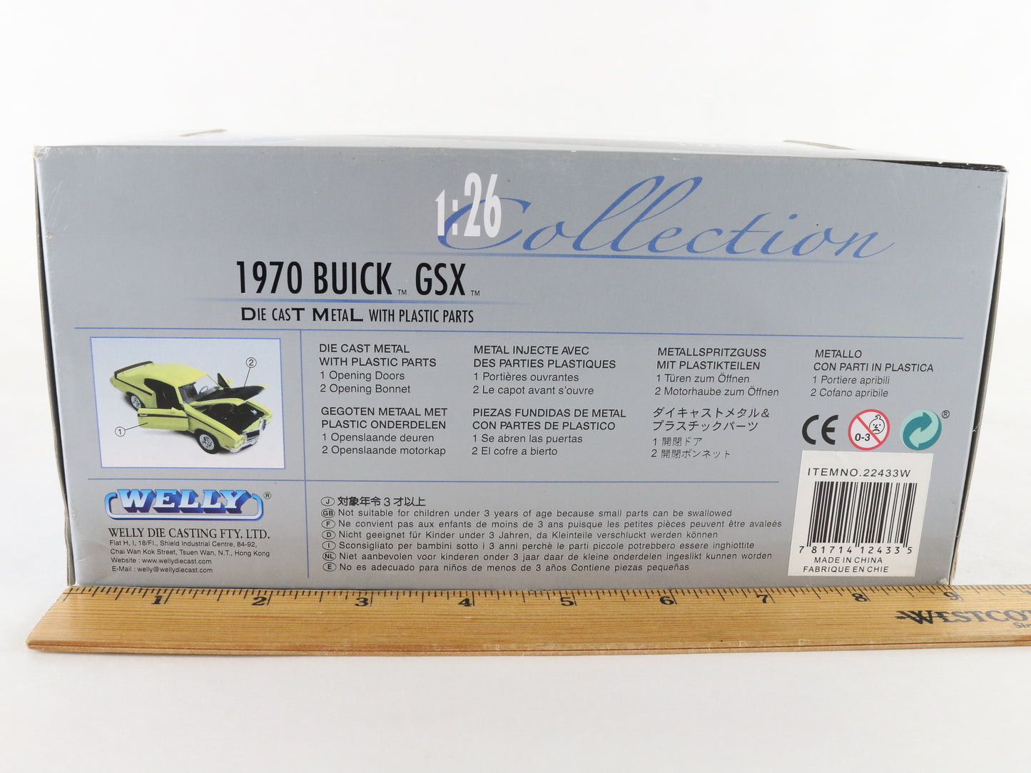 1970 Buick Gsx Yellow Black Welly 1:26 Diecast Model Car 22433w