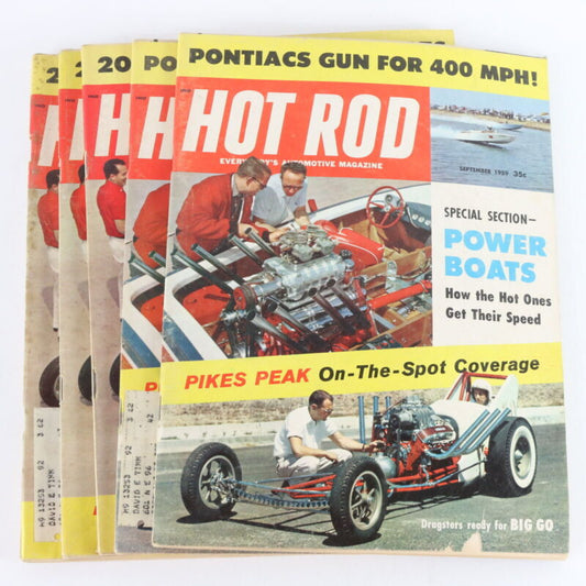 Lot Of 5 Hot Rod September October 1959 Vintage Car Magazines