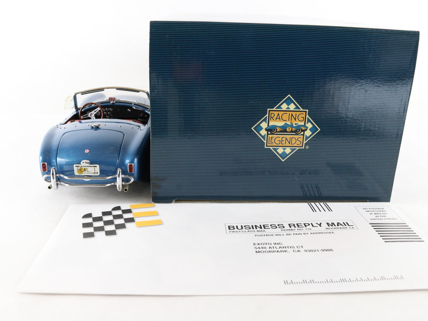 1963 Shelby Cobra 289 Blue Convertible Racing Legends Exoto 1:18 Model Car