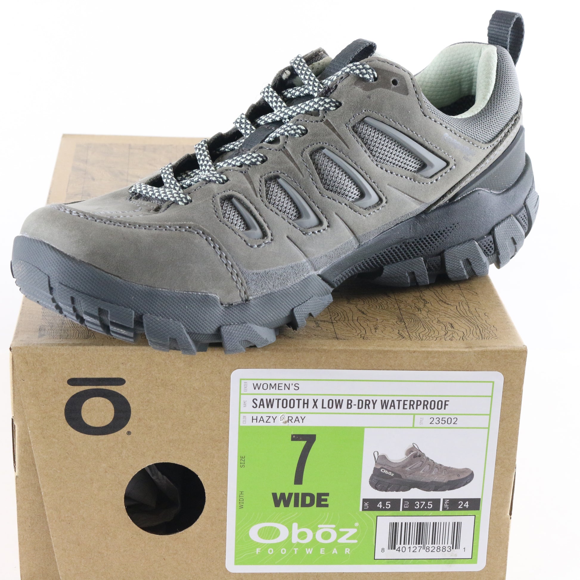 Oboz Sawtooth X Low B-dry Womens Hazy Gray Waterproof Hiking Boots Size 7 Wide