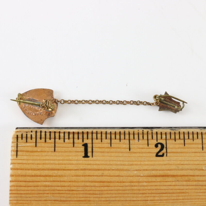 Vintage AGA School Pin Award 1942 Blue Metal Shield Pin 2.5"