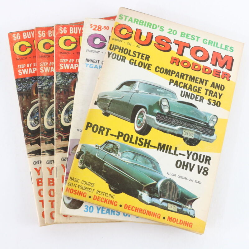 Lot Of 5 Custom Rodder January February March 1961 Vintage Car Magazines