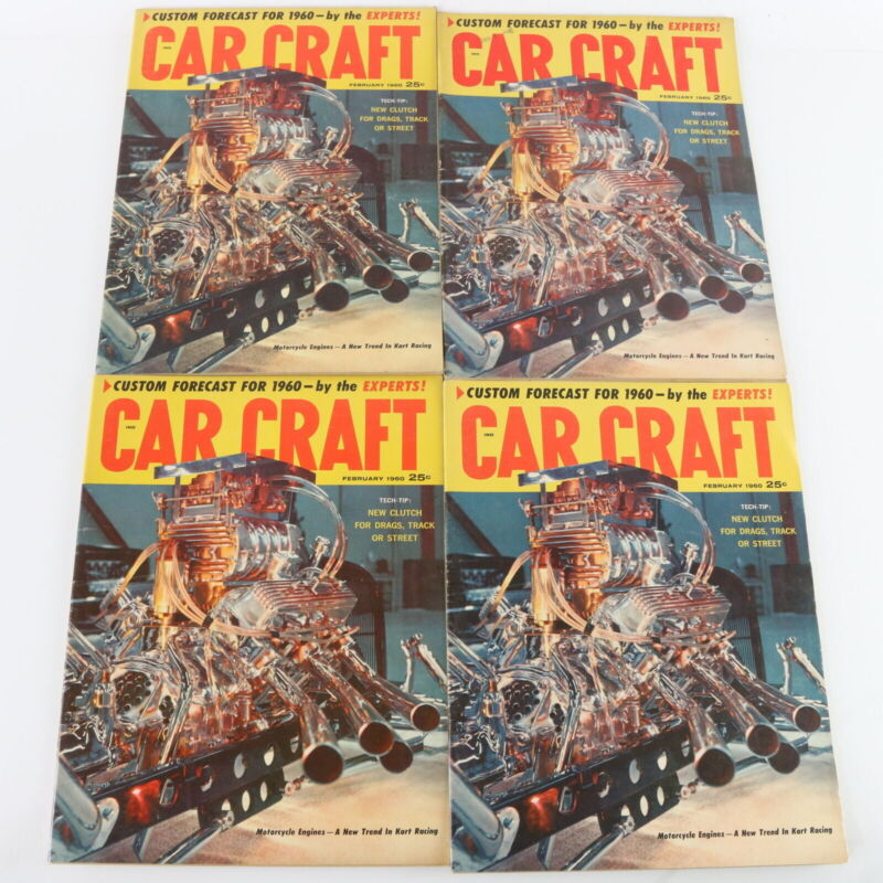 Lot Of 4 Car Craft Motocycle Engines February 1960 Vintage Car Magazines