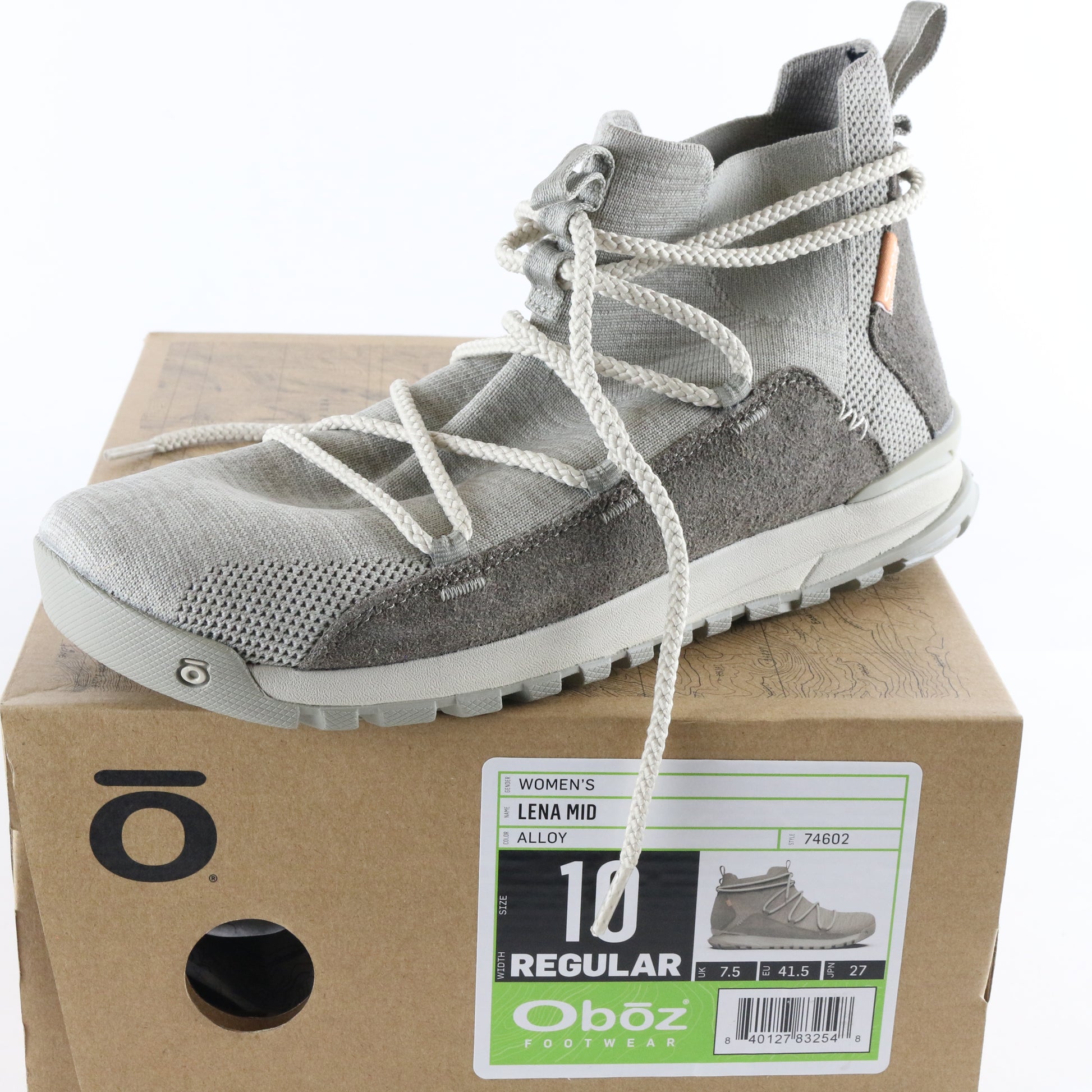 Oboz Lena Mid Womens Alloy Hiking Trail Lace Up Boots Size 10 USA 74602