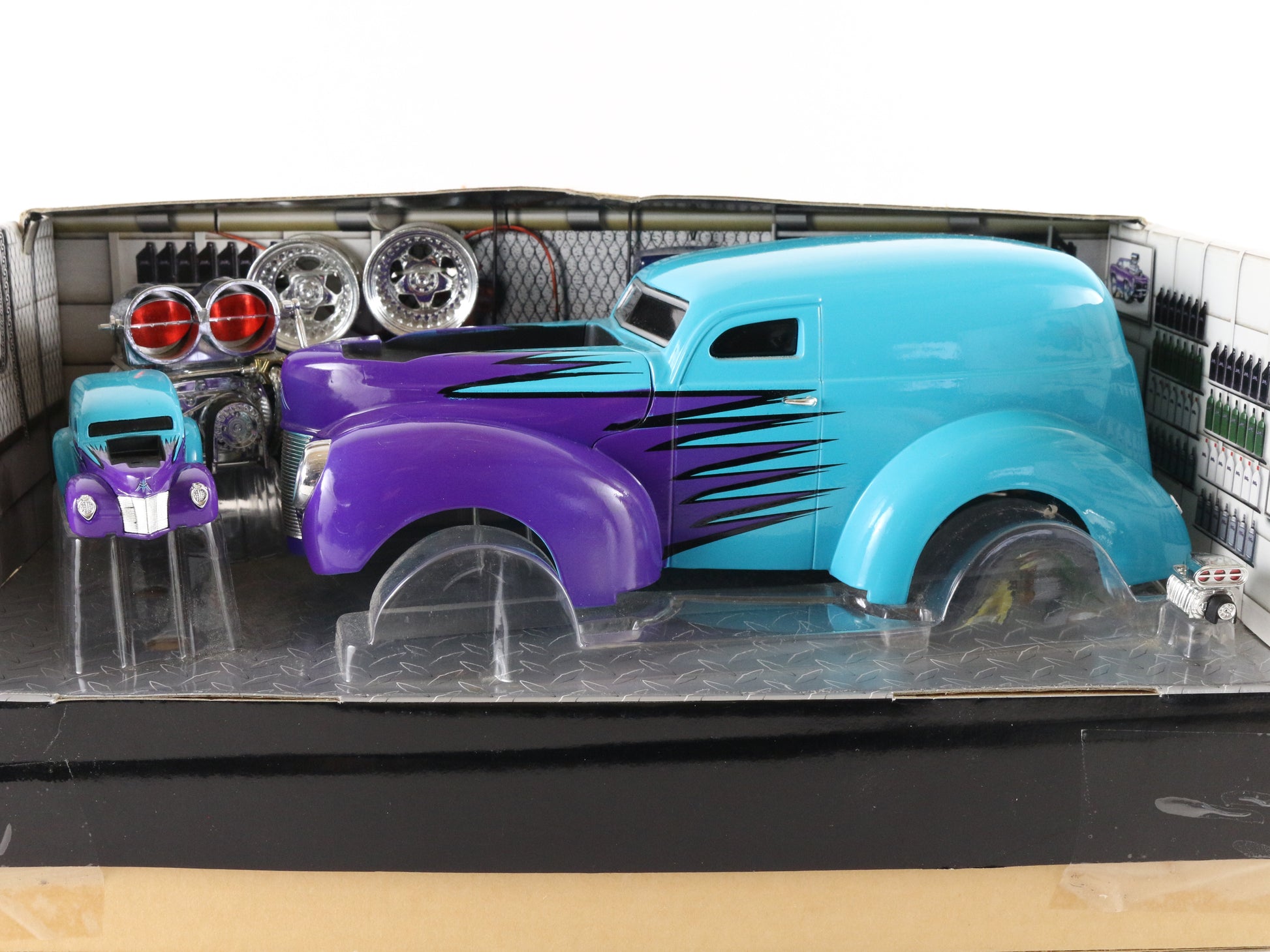 1940 Ford Delivery Blue Flame Build 1:18 & 1:64 Muscle Machine Diecast Cars
