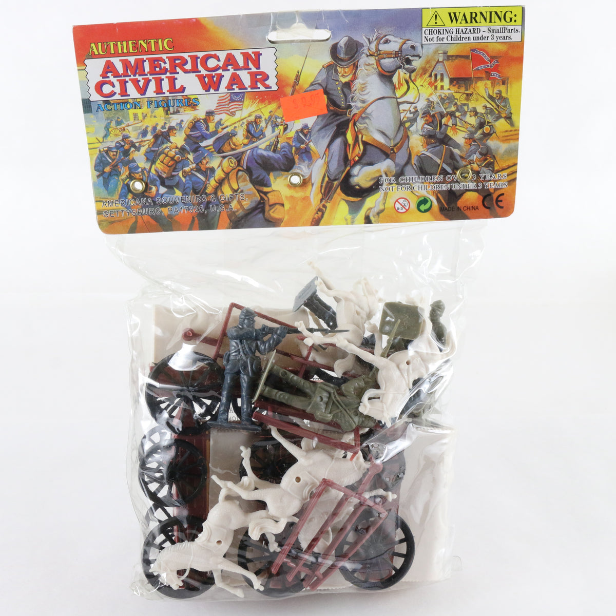 Set Of Wagons Soldiers & Horses Civil War Playset Americana Souvenirs 2" Figures