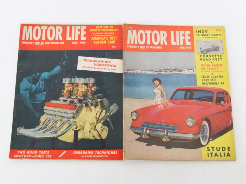 Lot Of 5 formerly Hop UP & Motor Life Car Magazines Mar May June 1954 25c