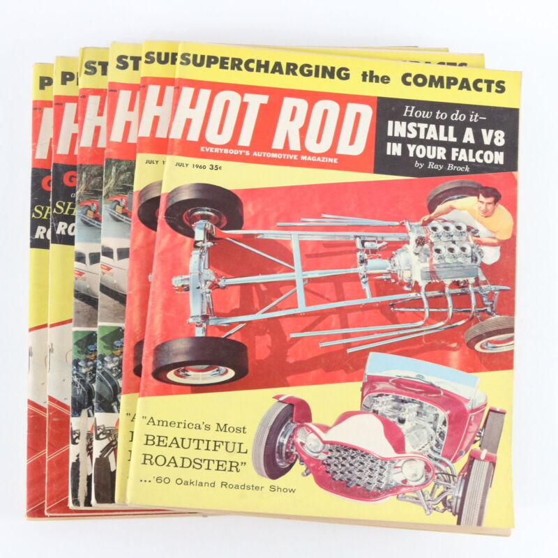 Lot Of 6 Hot Rod July August September 1960 Vintage Car Magazines