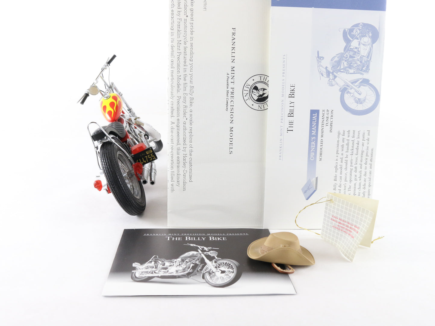 Easy Rider Billy Bike Red Yellow Flames Franklin Mint 1:10 Motorcycle B11XN65