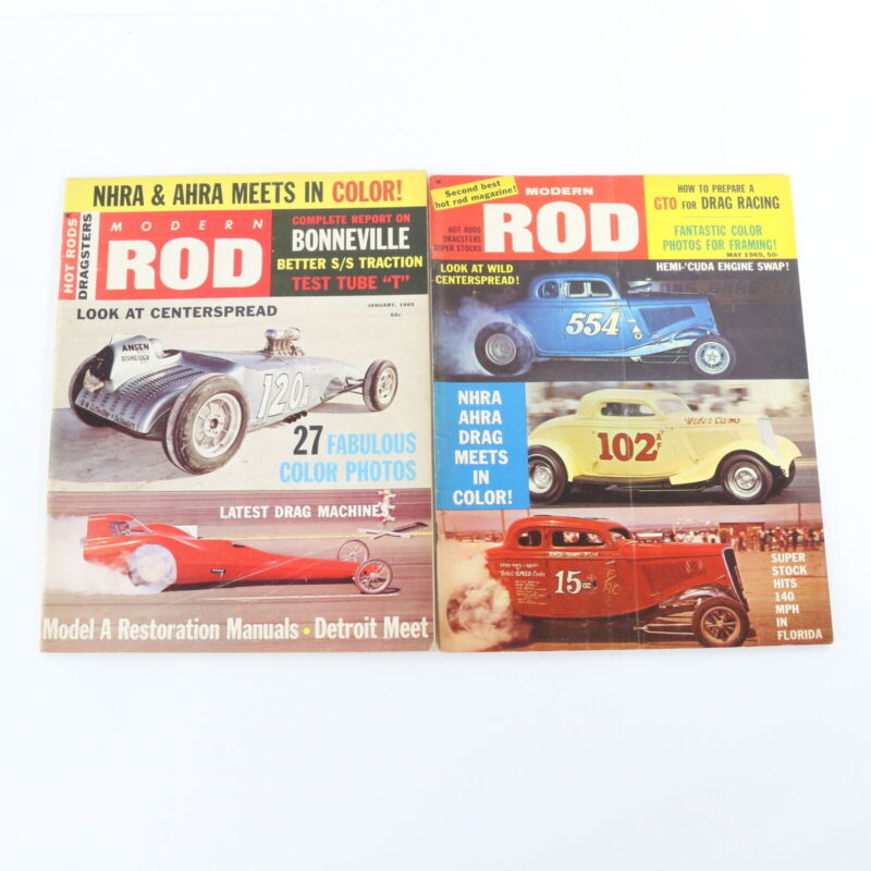 Lot Of 4 Modern Rod Dragsters Hot Rods Jan & May 1965 Vintage Car Magazines