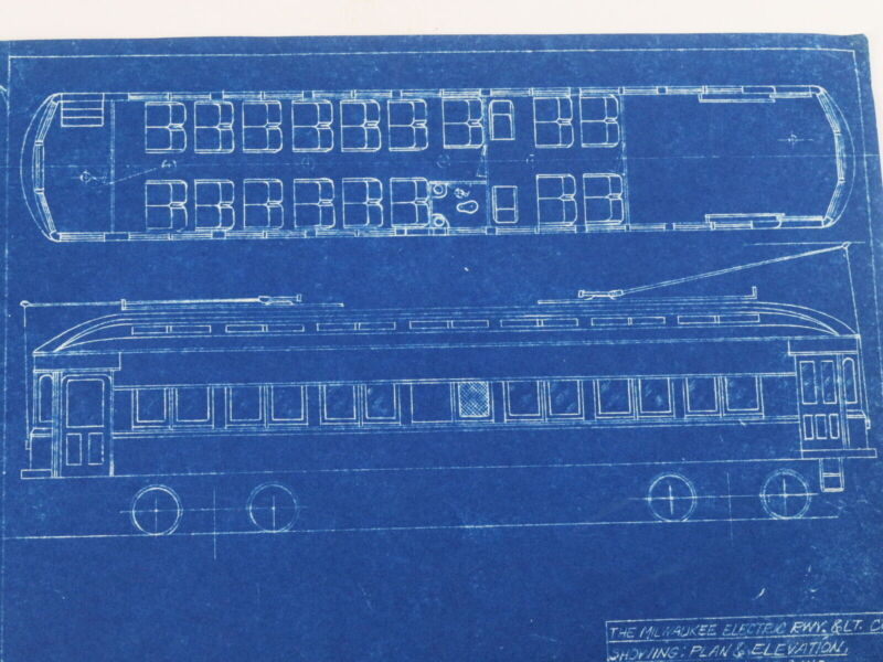 Milwaukee Electric Plan & Elevation 1107-1008 1110 Trolley Blueprint 1936 11"