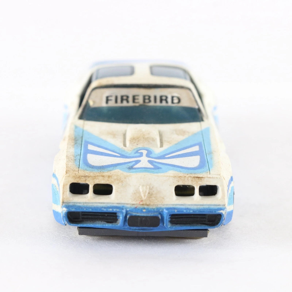 Aurora AFX Pontiac Firebird #2 White Blue Screecher Slotless HO Slot Car