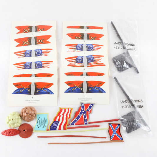 Lot American Civil War Flags & Flagpoles Classic Toy Soldiers USA Plastic 54mm