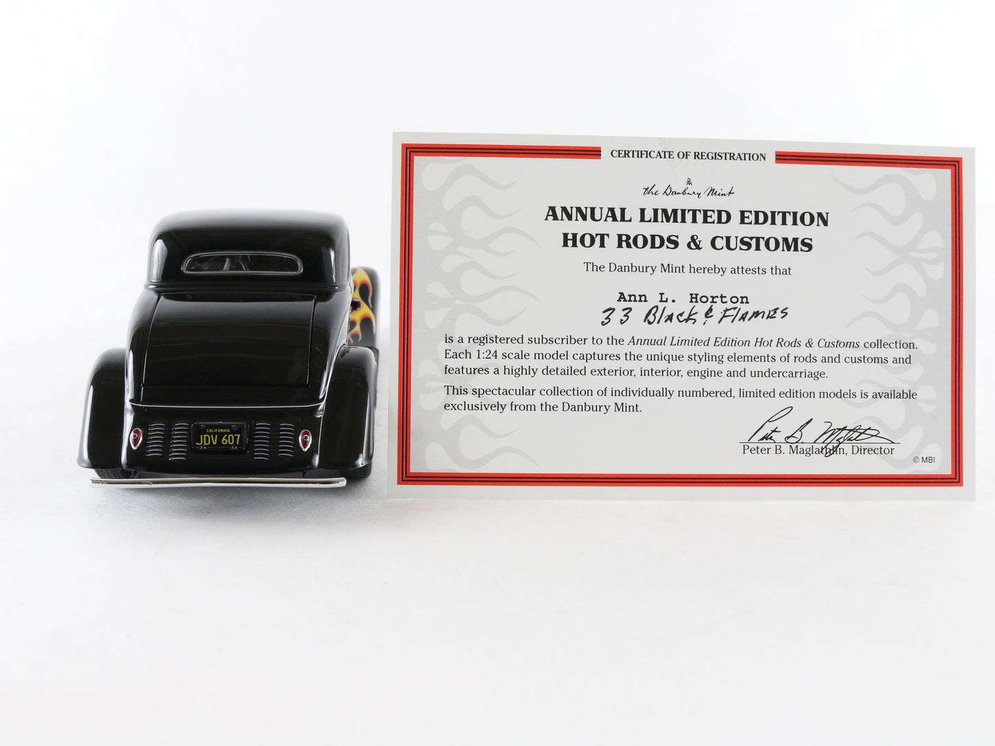 California Kid 1934 Ford Coupe Black W/ Flames Danbury Mint 1:24 Model Car
