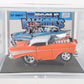 1957 '57 Chevy Orange Supercharged Muscle Machines Funline 1:64 W/ Custom? Case